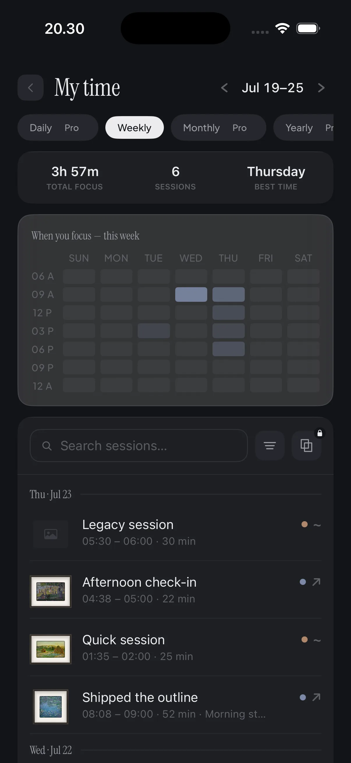 Every session, kept