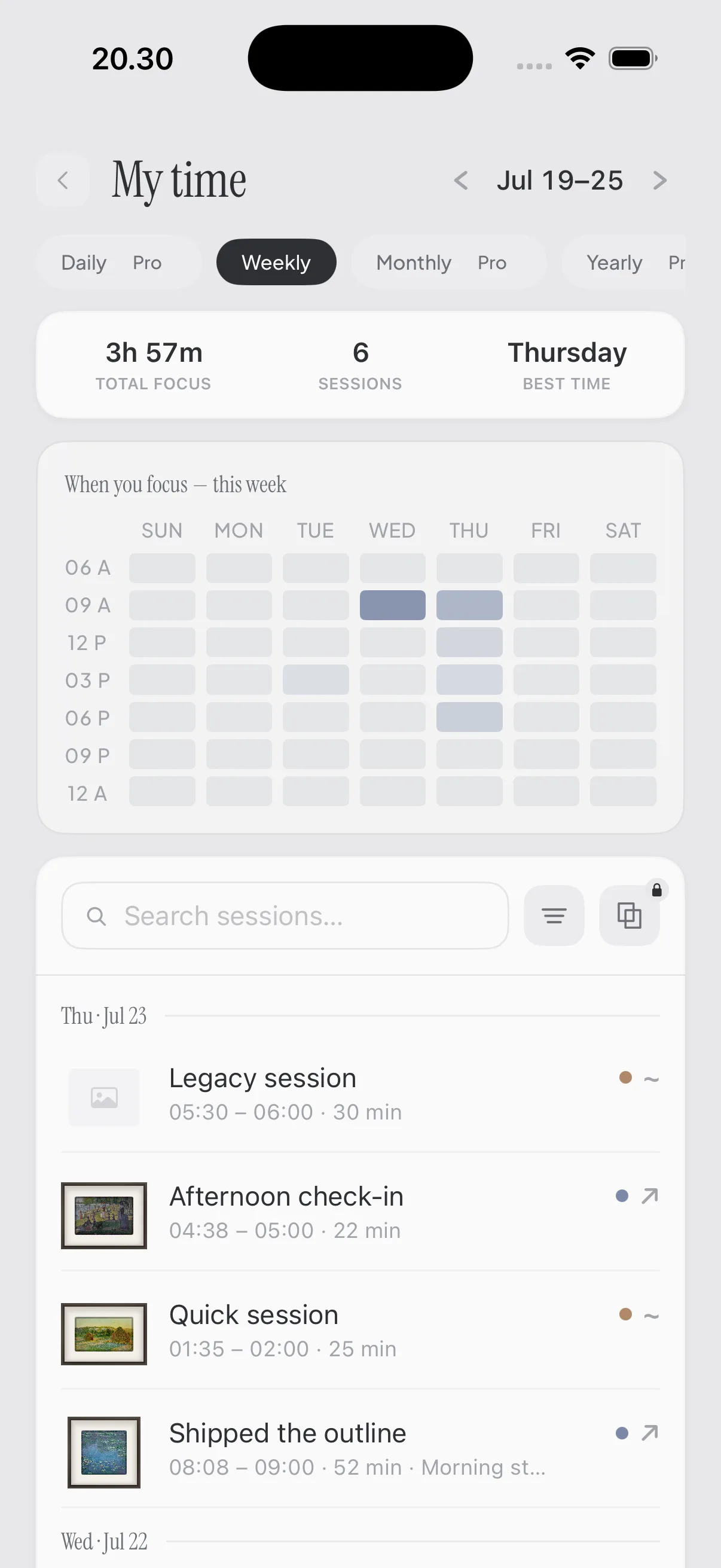 Every session, kept