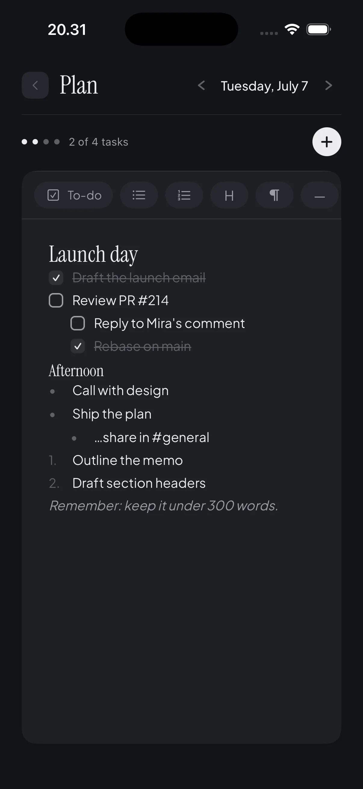Plan the work before you start the timer