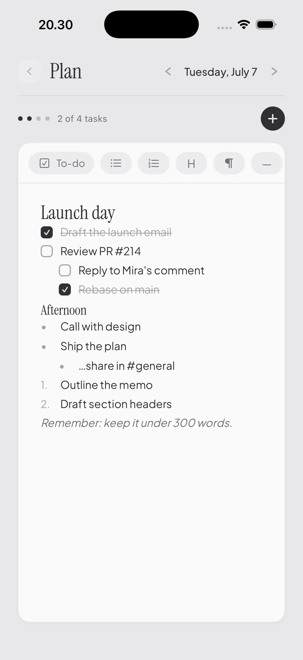Plan the work before you start the timer