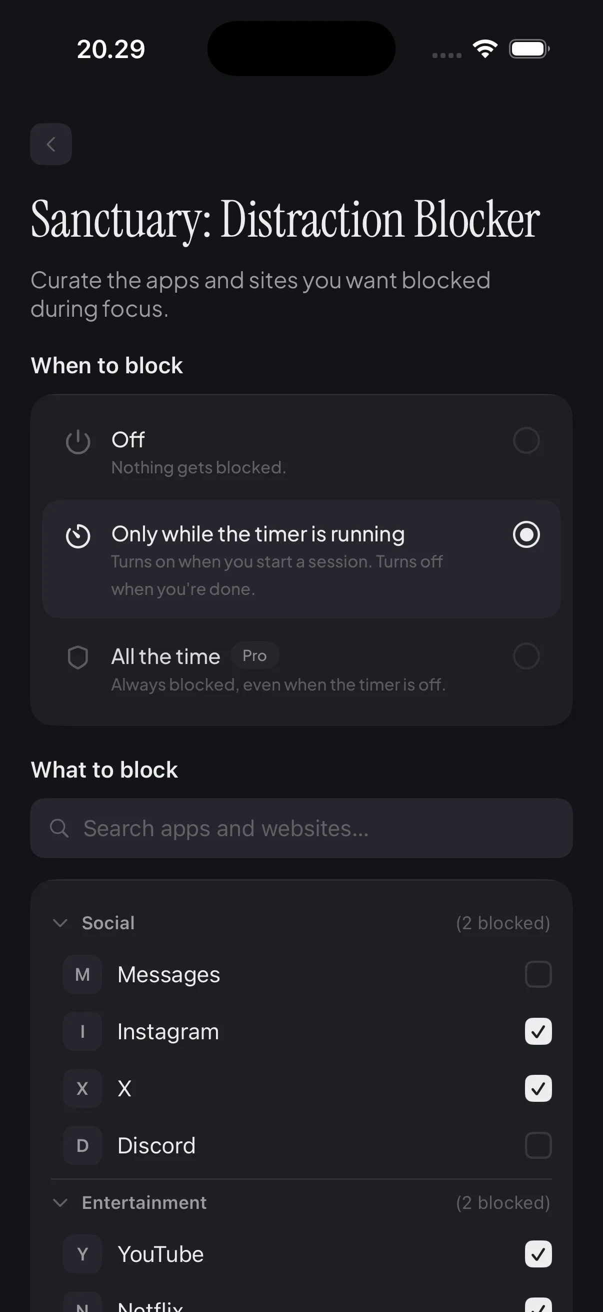 Sanctuary blocks the one app that pulls you away