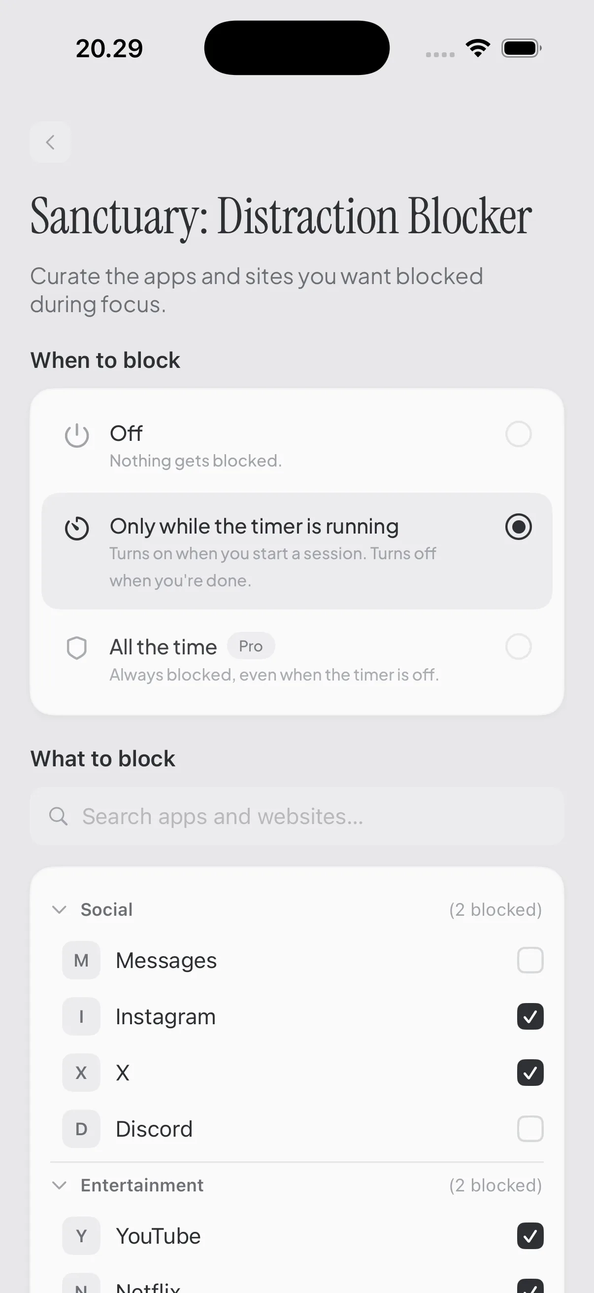 Sanctuary blocks the one app that pulls you away